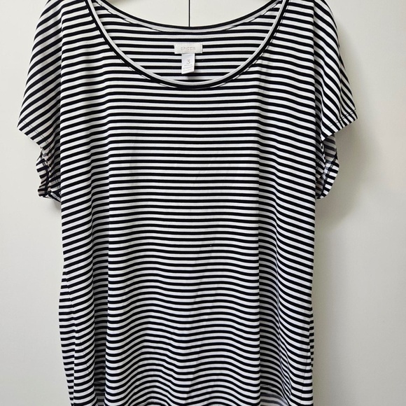 Chico’s Black and White Striped Knit Top - Picture 1 of 5